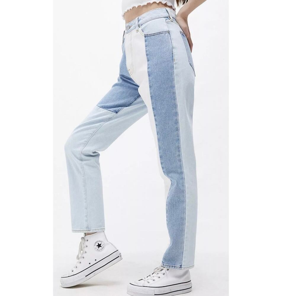 Pacsun Blue Cream Two Tone Color Block Patch Work… - image 2